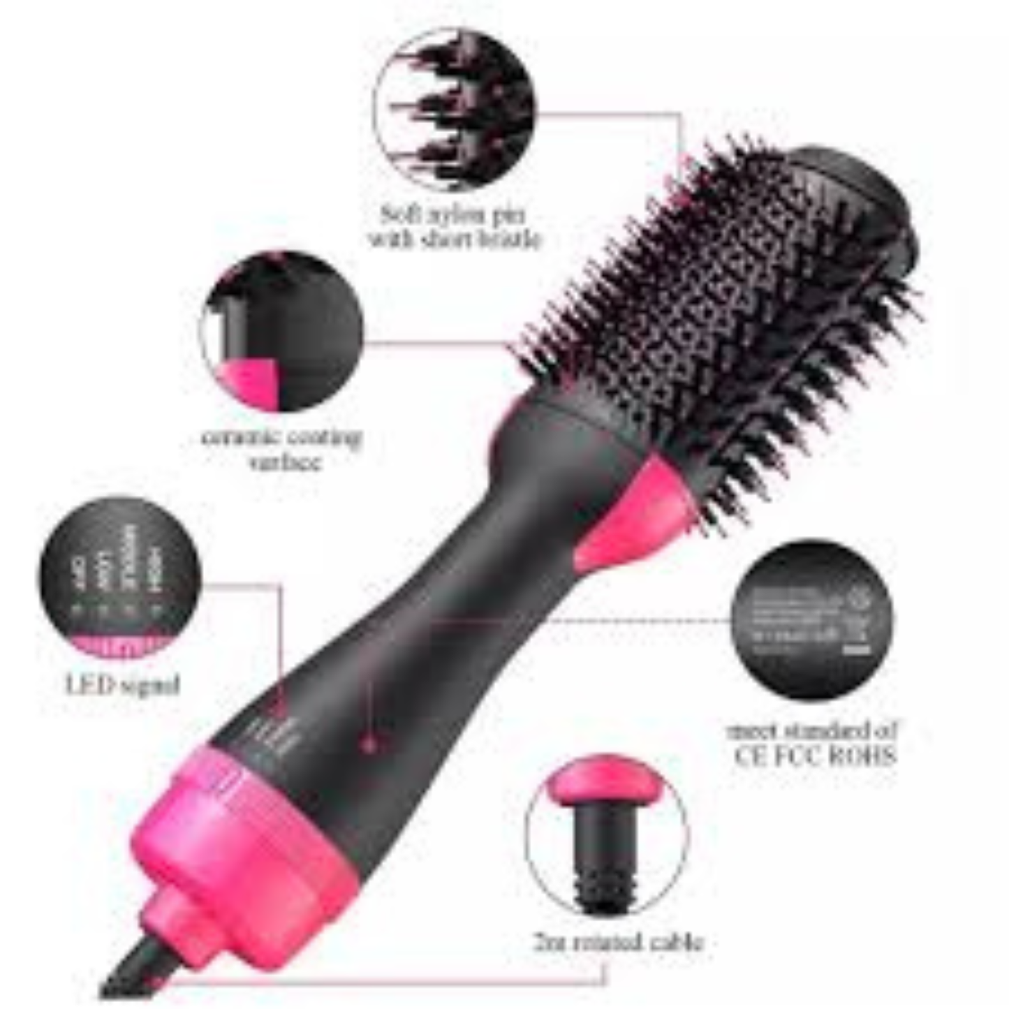 One step, hot air brush, 3 in 1, dryer, straightner, comb, straightener brush, hair dryer, 1 step 3in1